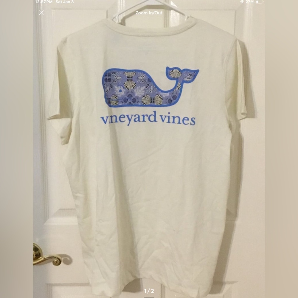 Vineyard Vines Shell Rope Whale Marshmallow Short Sleeve Women’s XL